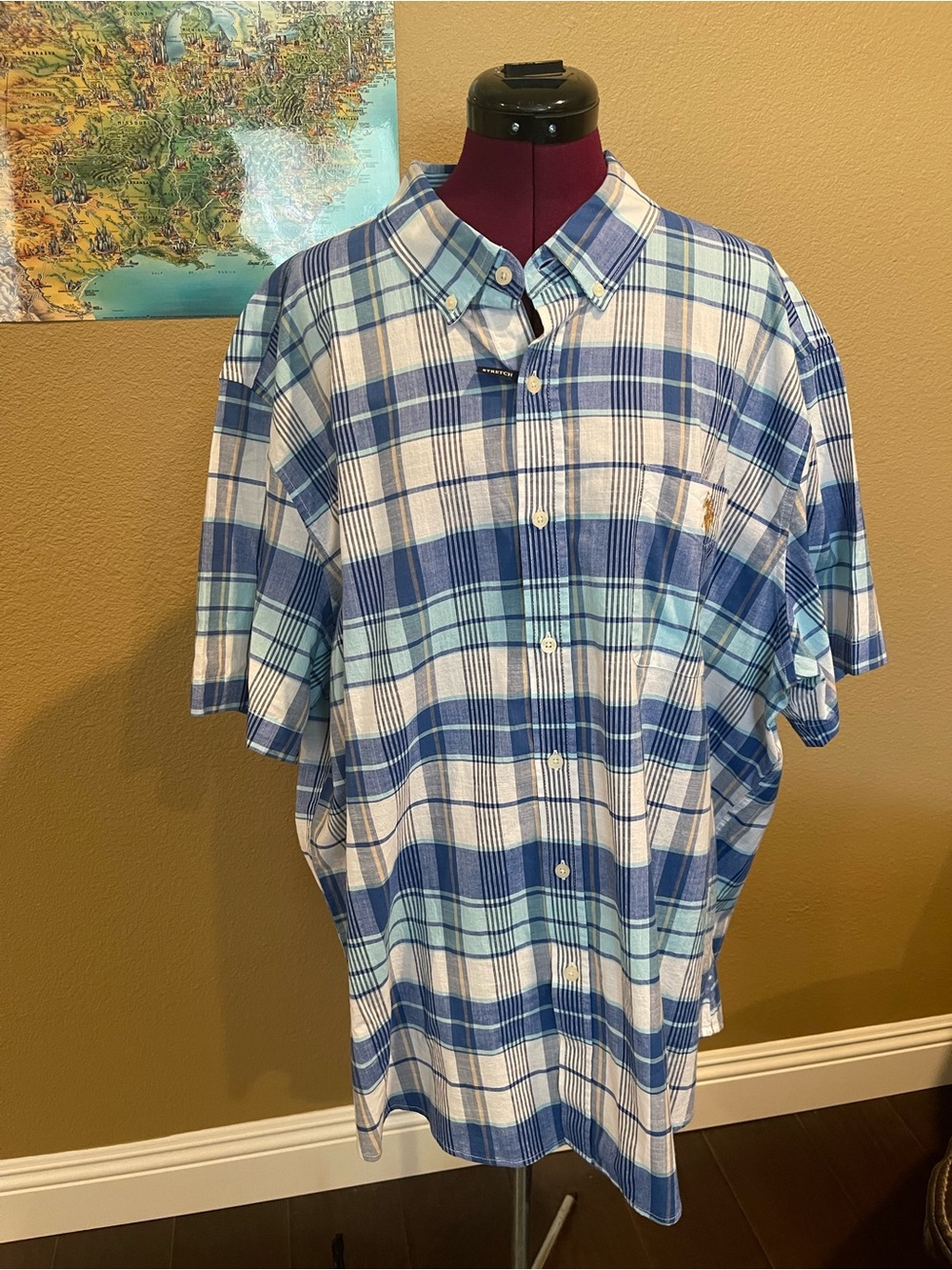 U.S. Polo Assn. 3XL Blue & White Plaid Button Down